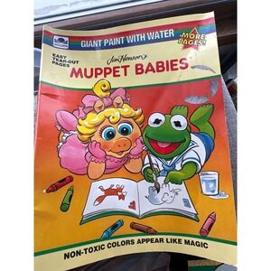 1991 vintage Golden‎ Jim Henson Muppet Babies Giant Paint With Water Book NEW